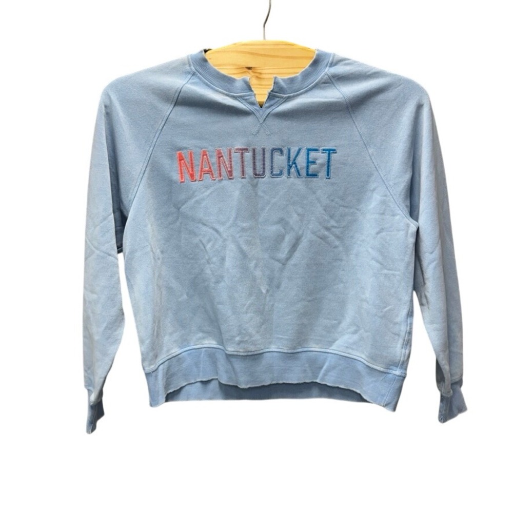 NWOT Camp David Nantucket Embroidered Sweatshirt Blue V-Neck XL Raglan Sleeve